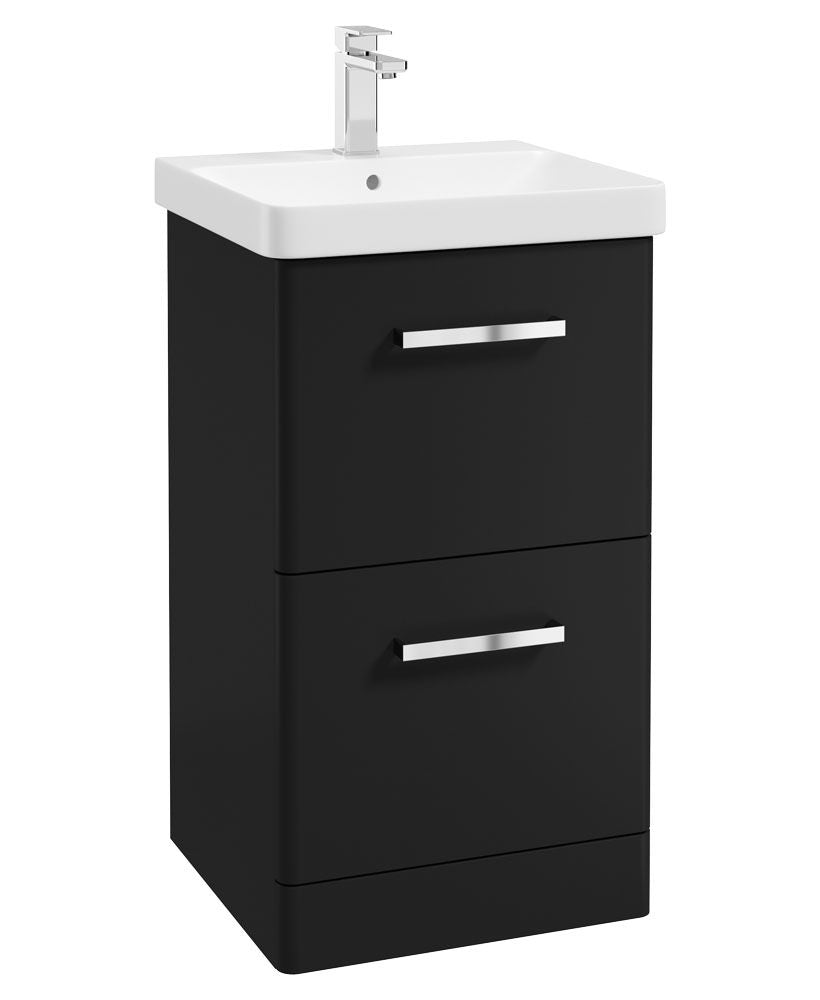 Kora Floorstanding 50Cm Two Drawer Unit Matt Black-Chrome Handle