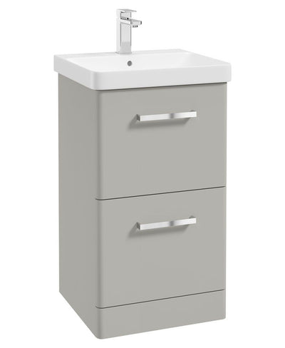 Kora Floorstanding 50Cm Two Drawer Unit Matt Arctic Grey-Chrome Handle