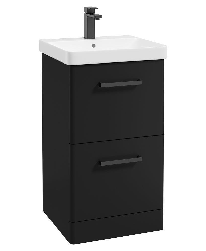 Kora Floorstanding 50Cm Two Drawer Unit Matt Black-Black Handle
