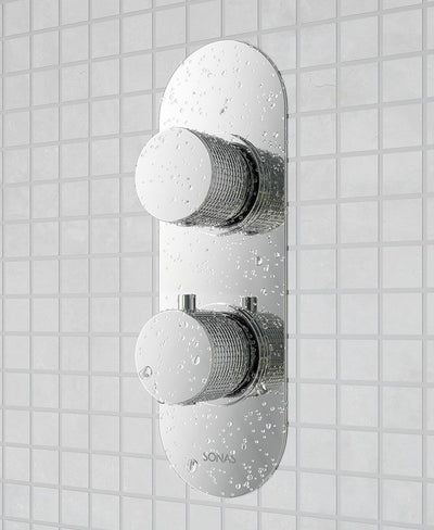 Alita Knurled Dual Control  Dual Outlet Shower Valve Chrome