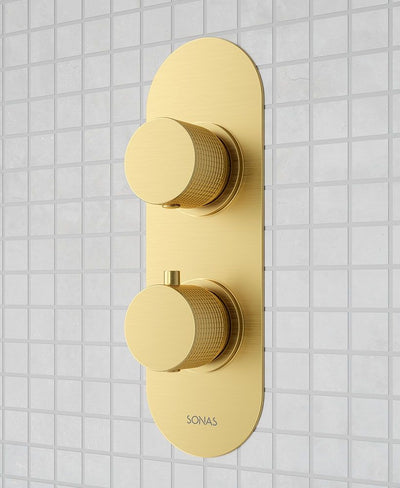 Alita Knurled Dual Control  Triple Outlet Shower Valve Brushed Gold