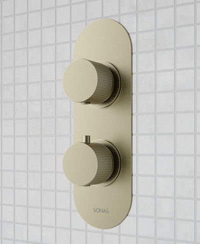 Alita Knurled Dual Control  Dual Outlet Shower Valve Brushed Nickel