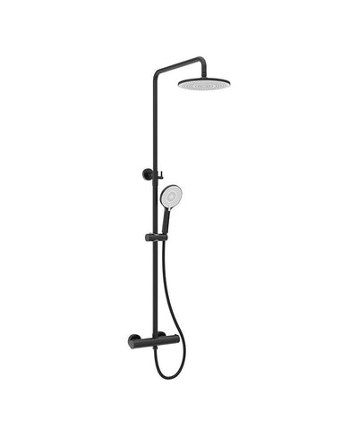 Alita Rain Round Thermostatic Shower Kit Matt Black