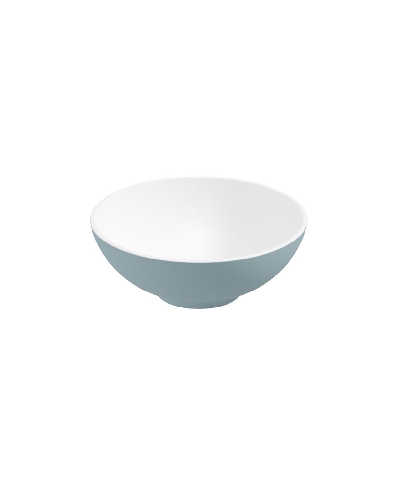Skal Round 40Cm Countertop Basin White-Morning Sky Blue & Waste