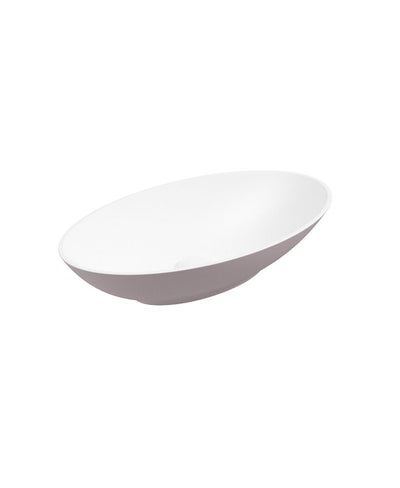 Skal Oval 60Cm Countertop Basin White-Cashmere Pink & Waste
