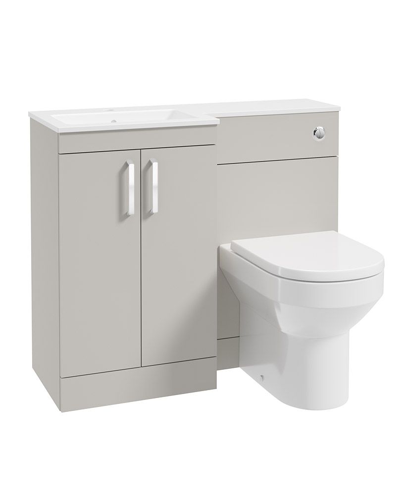 Corta 100Cm Lh Combination Two Door Unit Morning Mist-Chrome Handles