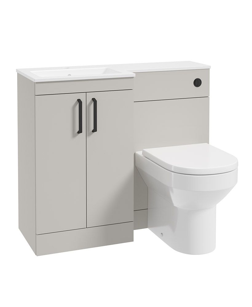 Corta 100Cm Lh Combination Two Door Unit Morning Mist-Black Handles