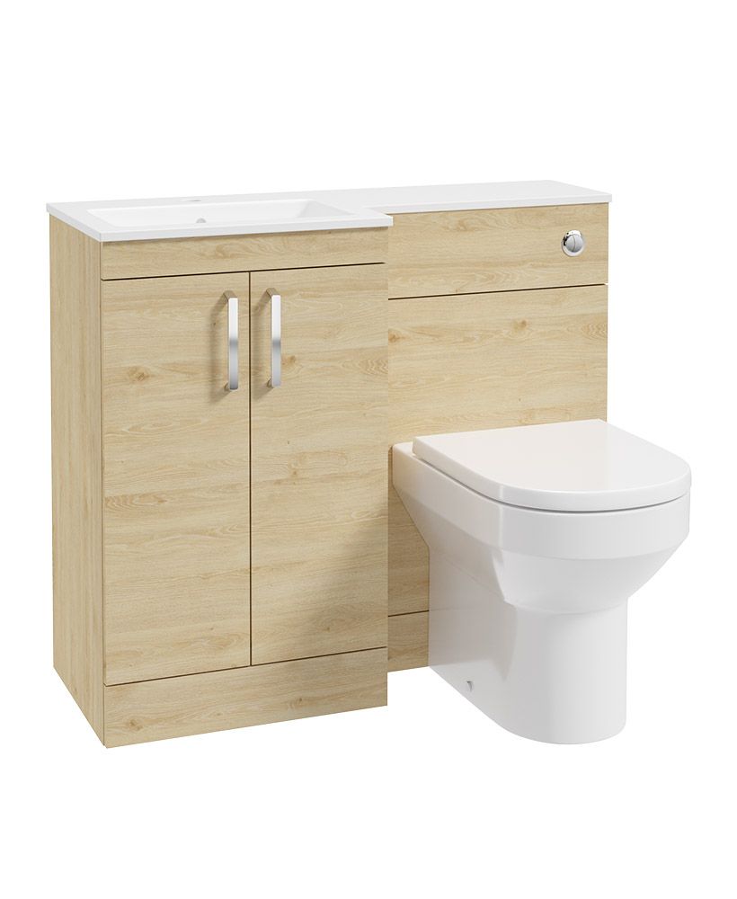 Corta 100Cm Lh Combination Two Door Unit Honey Oak-Chrome Handles