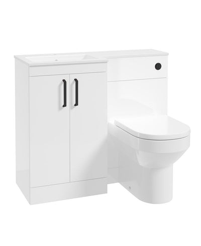 Corta 100Cm Lh Combination Two Door Unit Gloss White-Black Handles