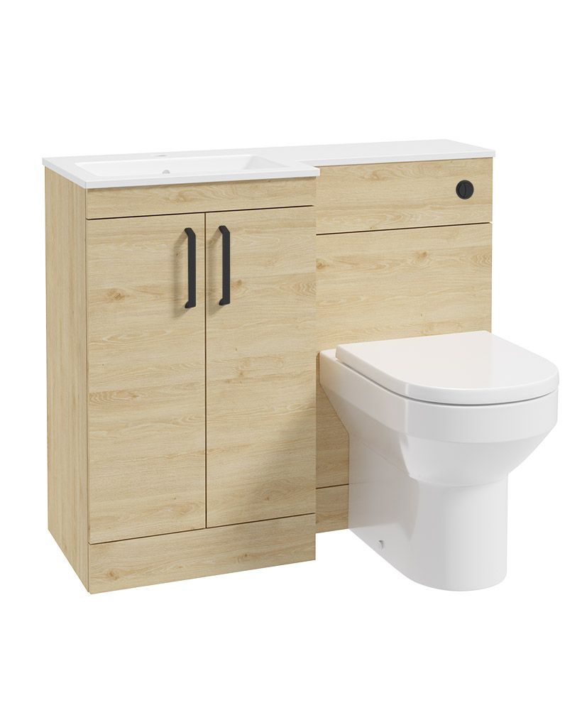 Corta 100Cm Lh Combination Two Door Unit Honey Oak-Black Handles