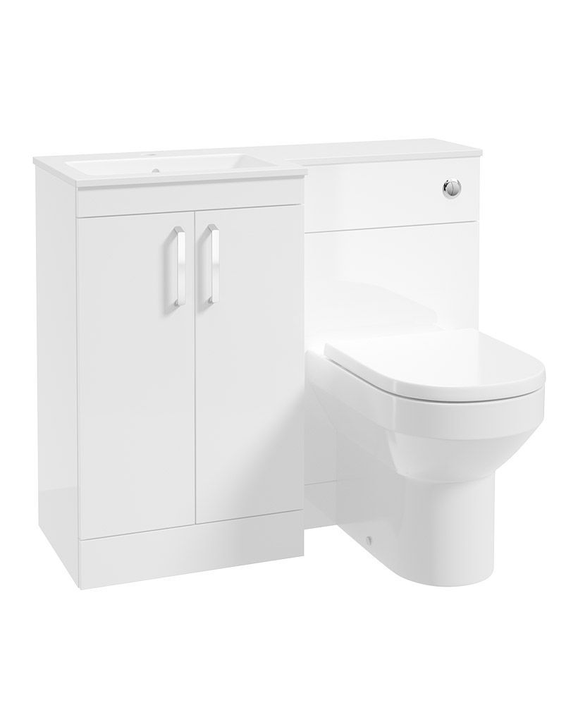 Corta 100Cm Lh Combination Two Door Unit Gloss White-Chrome Handles