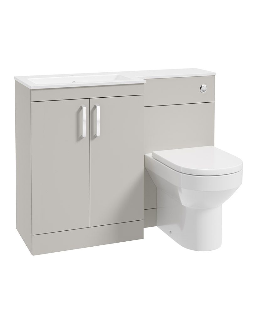 Corta 110Cm Lh Combination Two Door Unit Morning Mist-Chrome Handles