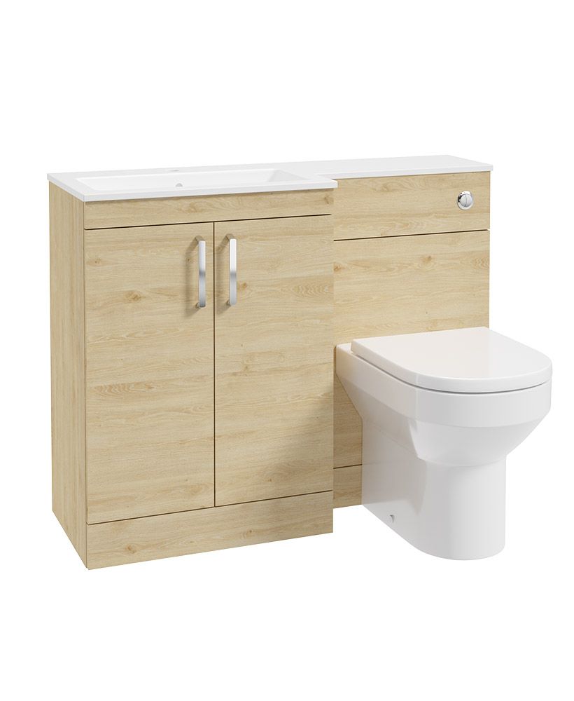 Corta 110Cm Lh Combination Two Door Unit Honey Oak-Chrome Handles