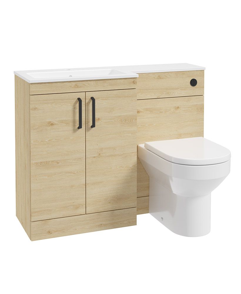 Corta 110Cm Lh Combination Two Door Unit Honey Oak-Black Handles