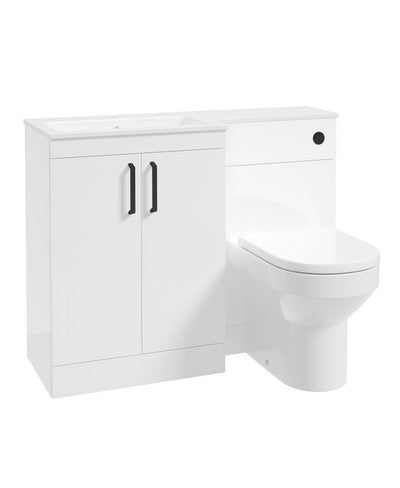 Corta 110Cm Lh Combination Two Door Unit Gloss White-Black Handles