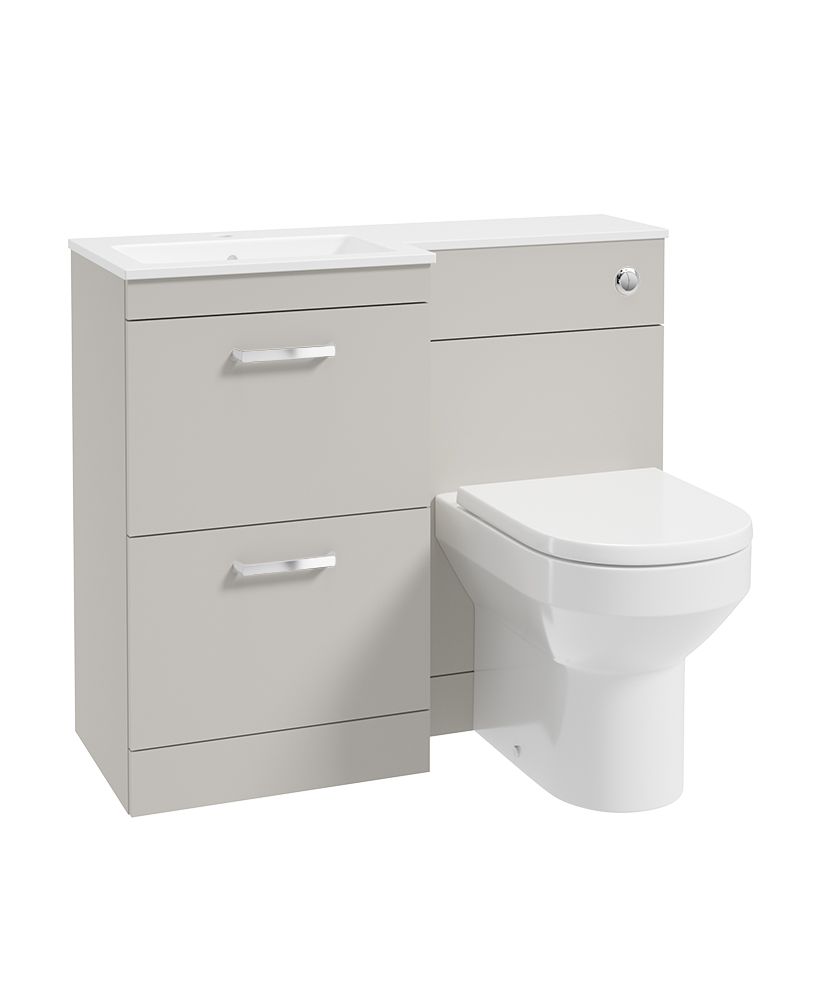 Corta 100Cm Lh Combination Two Drawer Unit Morning Mist-Chrome Handles