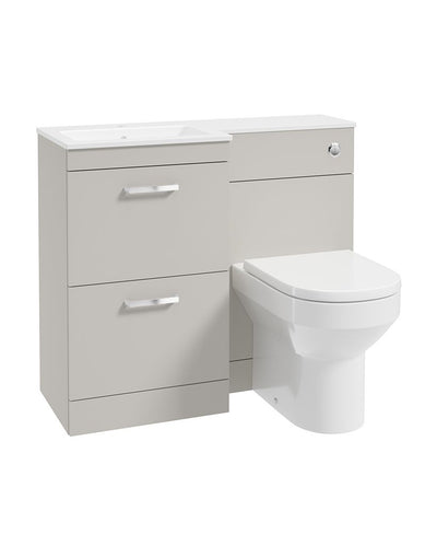 Corta 100Cm Lh Combination Two Drawer Unit Morning Mist-Chrome Handles