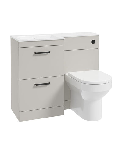 Corta 100Cm Lh Combination Two Drawer Unit Morning Mist-Black Handles