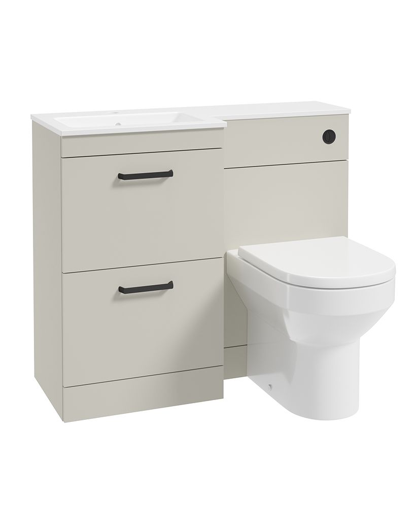 Corta 100Cm Lh Combination Two Drawer Unit Whispering Willow-Black Handles