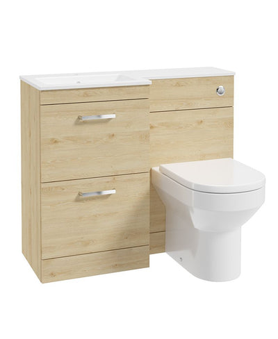 Corta 100Cm Lh Combination Two Drawer Unit Honey Oak-Chrome Handles