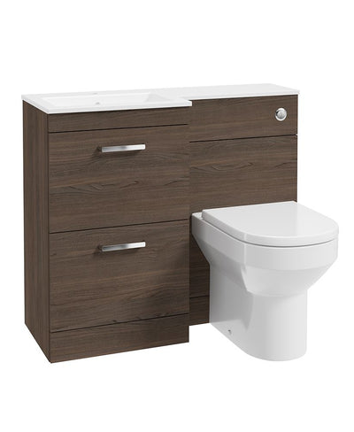 Corta 100Cm Lh Combination Two Drawer Unit Sable Ash-Chrome Handles