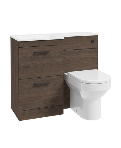 Corta 100Cm Lh Combination Two Drawer Unit Sable Ash-Black Handles