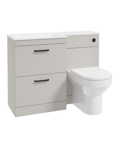 Corta 110Cm Lh Combination Two Drawer Unit Morning Mist-Black Handles