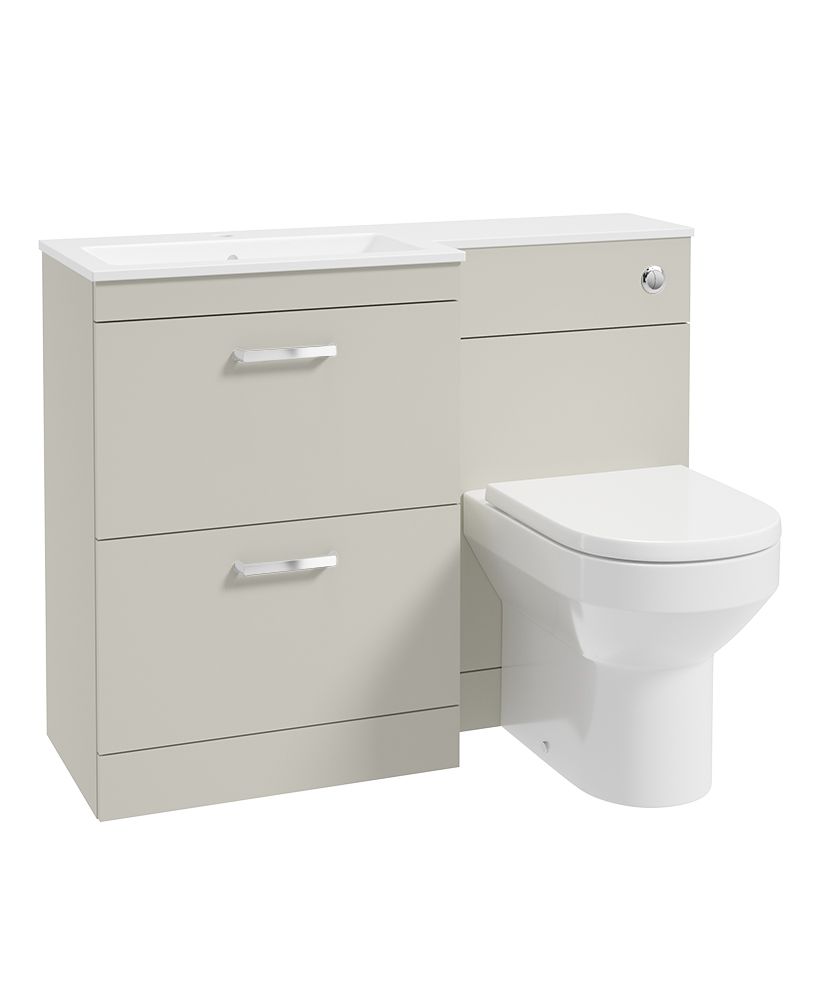 Corta 110Cm Lh Combination Two Drawer Unit Whispering Willow-Chrome Handles