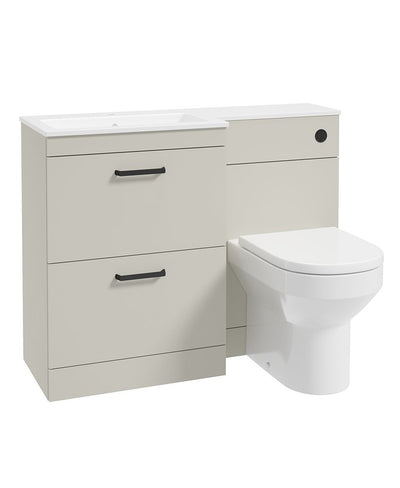 Corta 110Cm Lh Combination Two Drawer Unit Whispering Willow-Black Handles