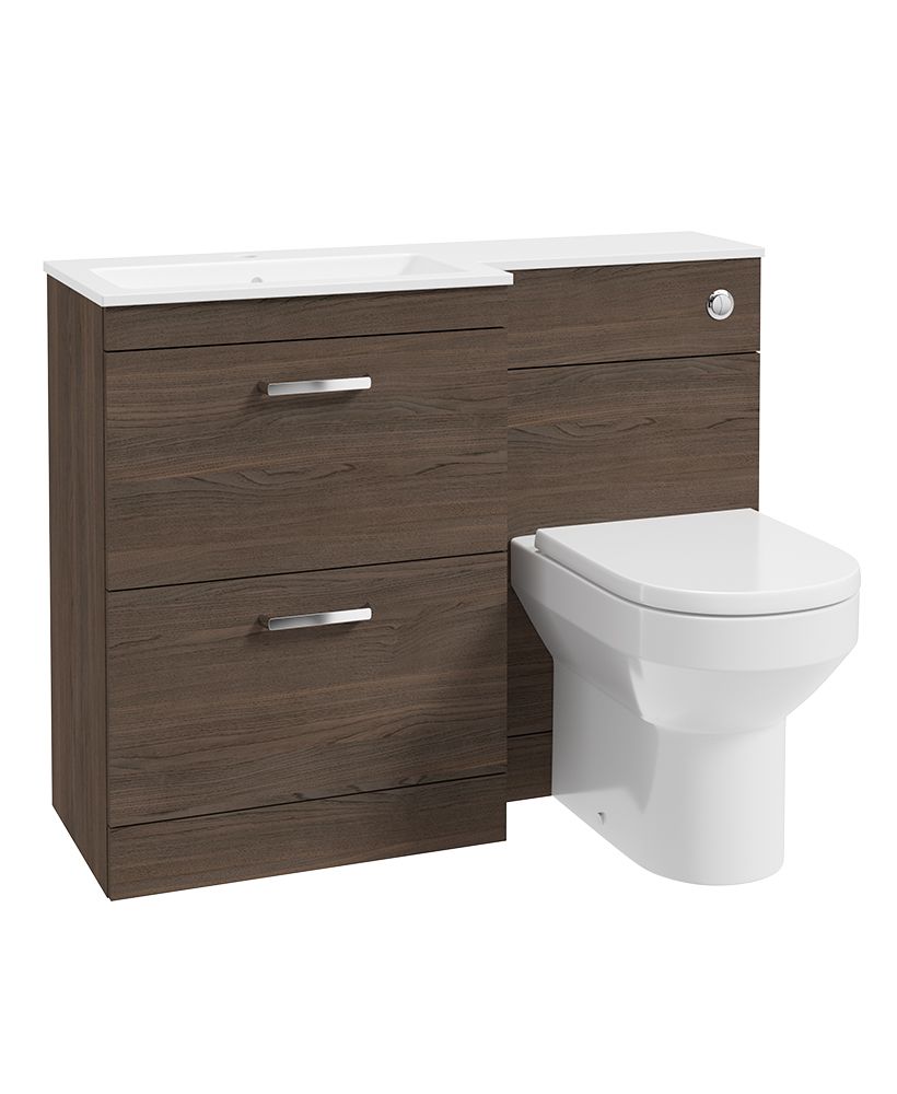 Corta 110Cm Lh Combination Two Drawer Unit Sable Ash-Chrome Handles