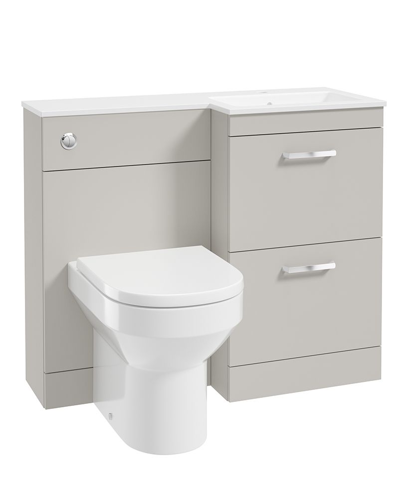 Corta 100Cm Rh Combination Two Drawer Unit Morning Mist-Chrome Handles