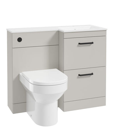 Corta 100Cm Rh Combination Two Drawer Unit Morning Mist-Black Handles