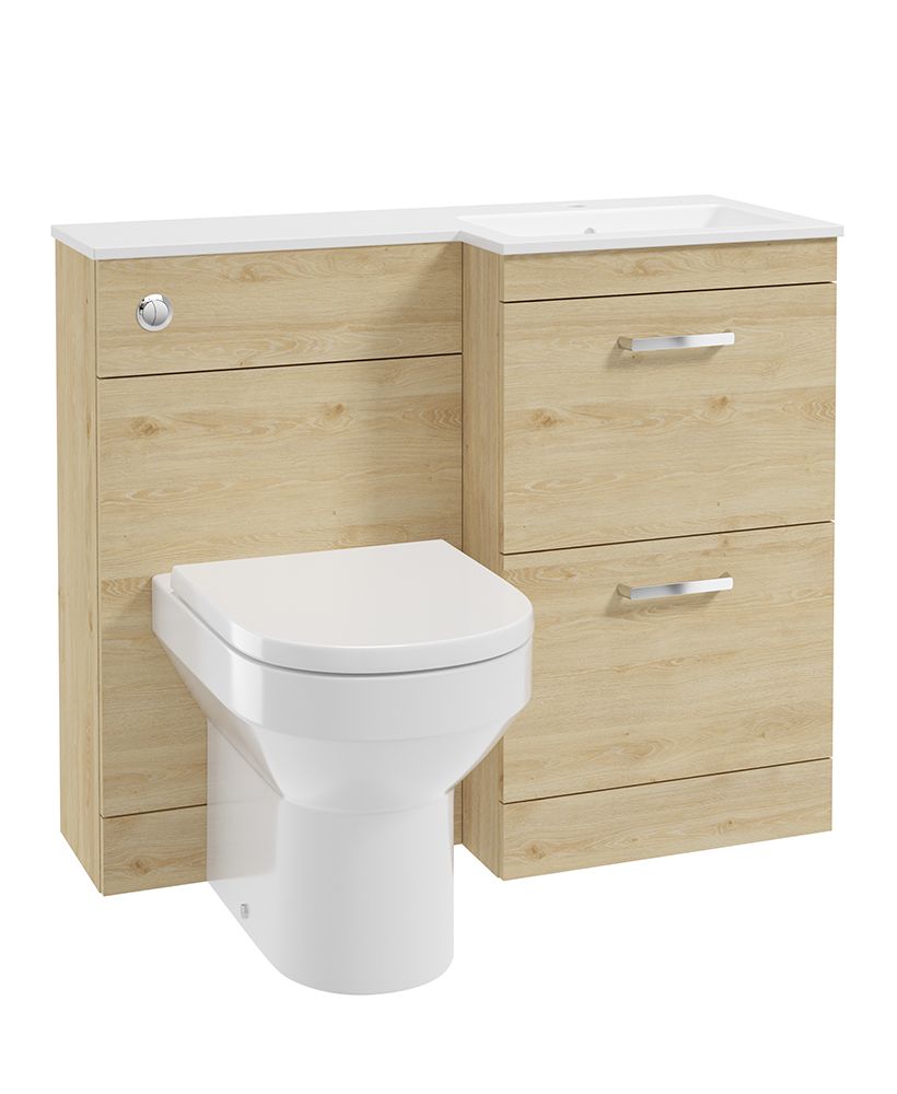 Corta 100Cm Rh Combination Two Drawer Unit Honey Oak-Chrome Handles