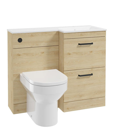 Corta 100Cm Rh Combination Two Drawer Unit Honey Oak-Black Handles