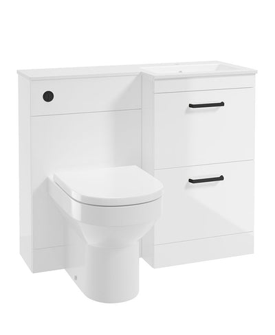 Corta 100Cm Rh Combination Two Drawer Unit Gloss White-Black Handles