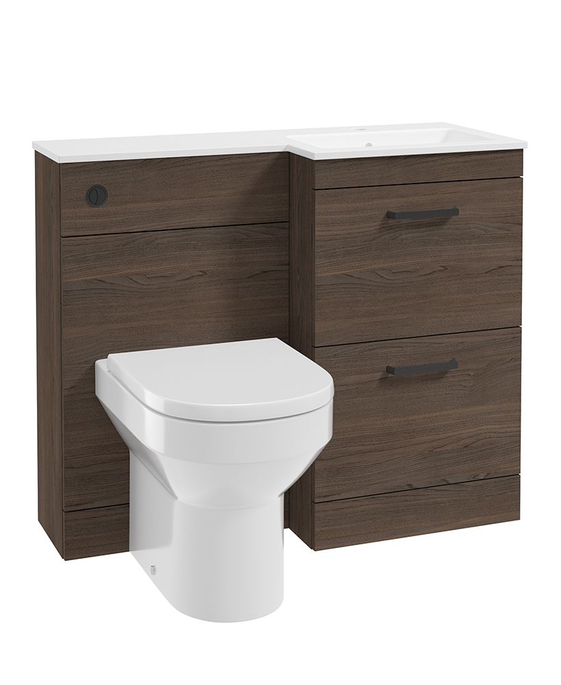 Corta 100Cm Rh Combination Two Drawer Unit Sable Ash-Black Handles