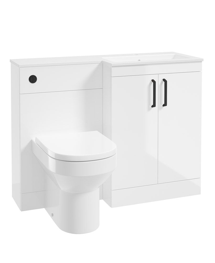 Corta 110Cm Rh Combination Two Door Unit Gloss White-Black Handles