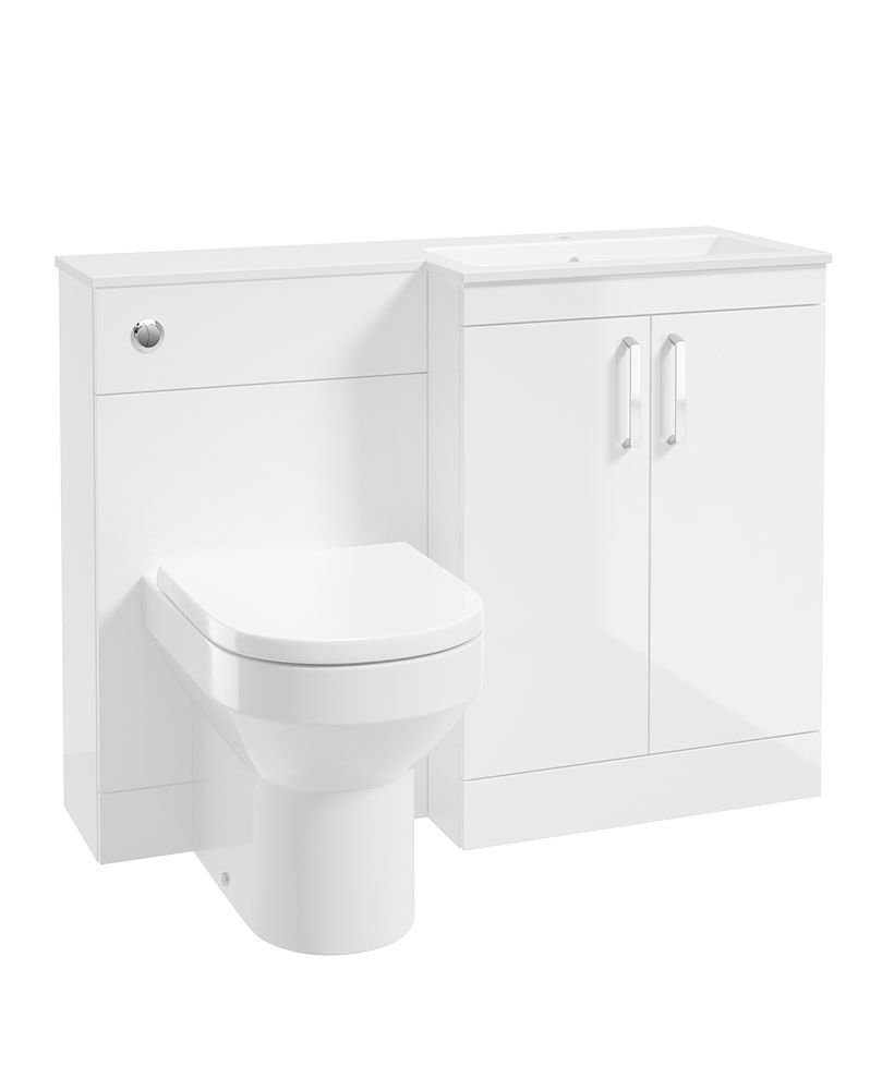 Corta 110Cm Rh Combination Two Door Unit Gloss White-Chrome Handles