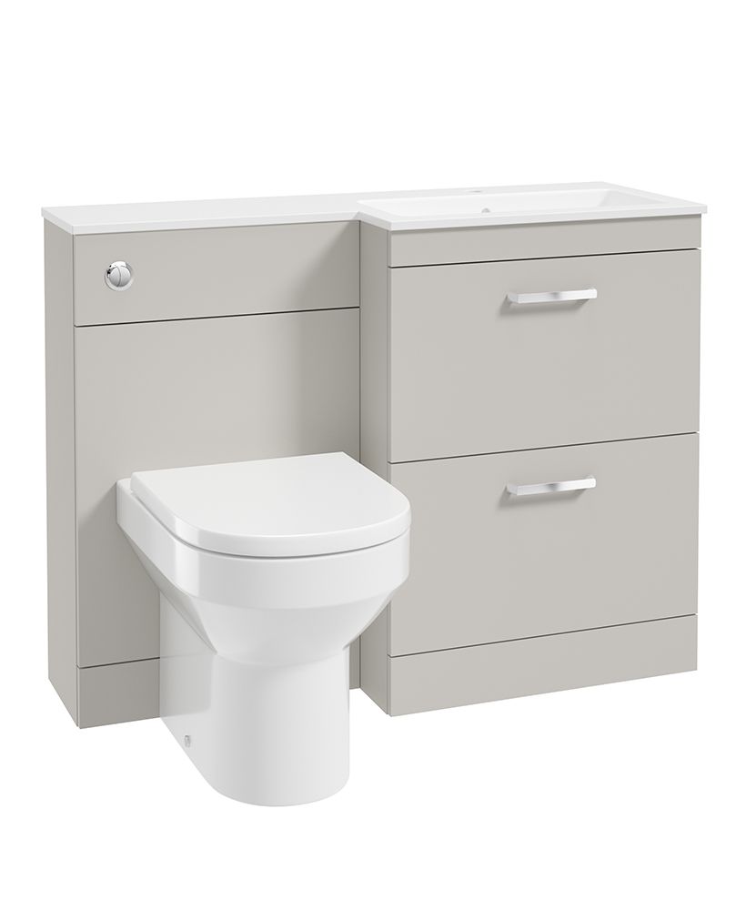 Corta 110Cm Rh Combination Two Drawer Unit Morning Mist-Chrome Handles