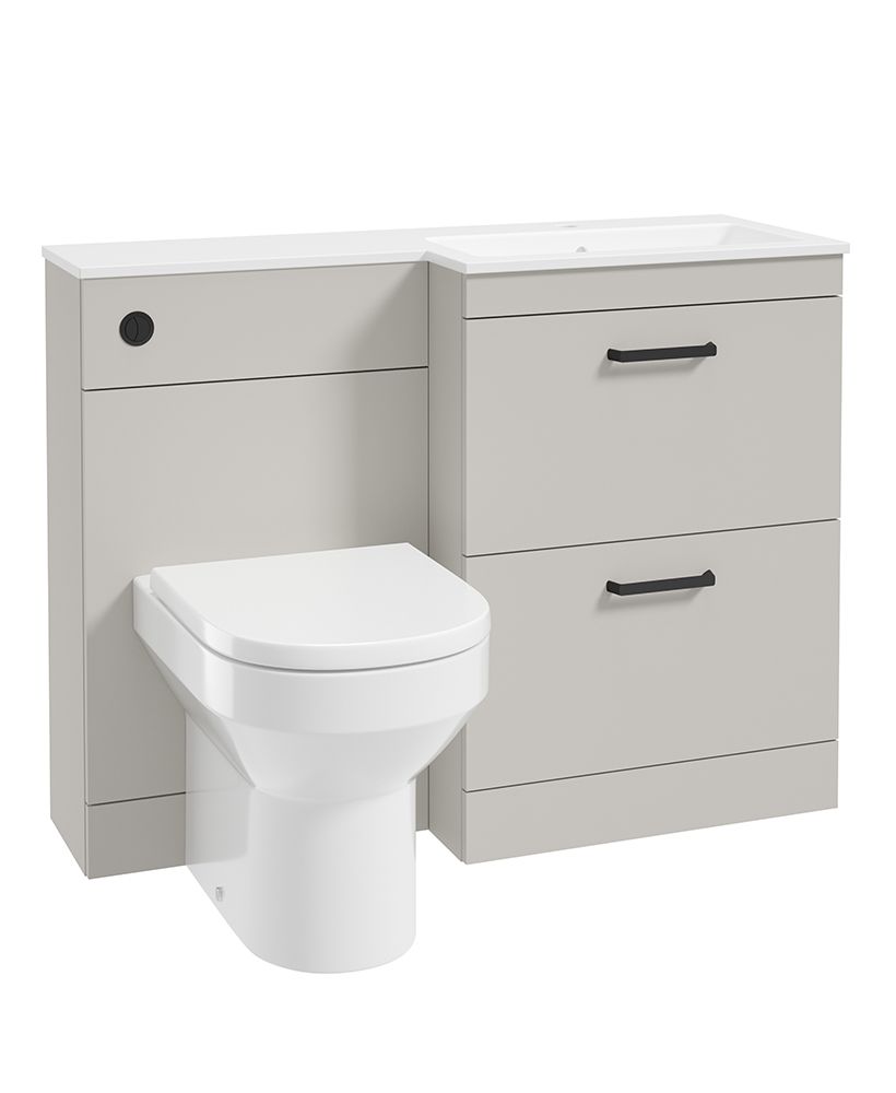 Corta 110Cm Rh Combination Two Drawer Unit Morning Mist-Black Handles