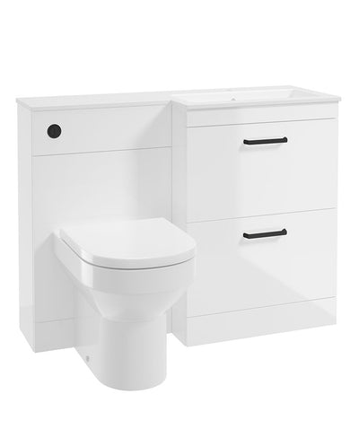 Corta 110Cm Rh Combination Two Drawer Unit Gloss White-Black Handles