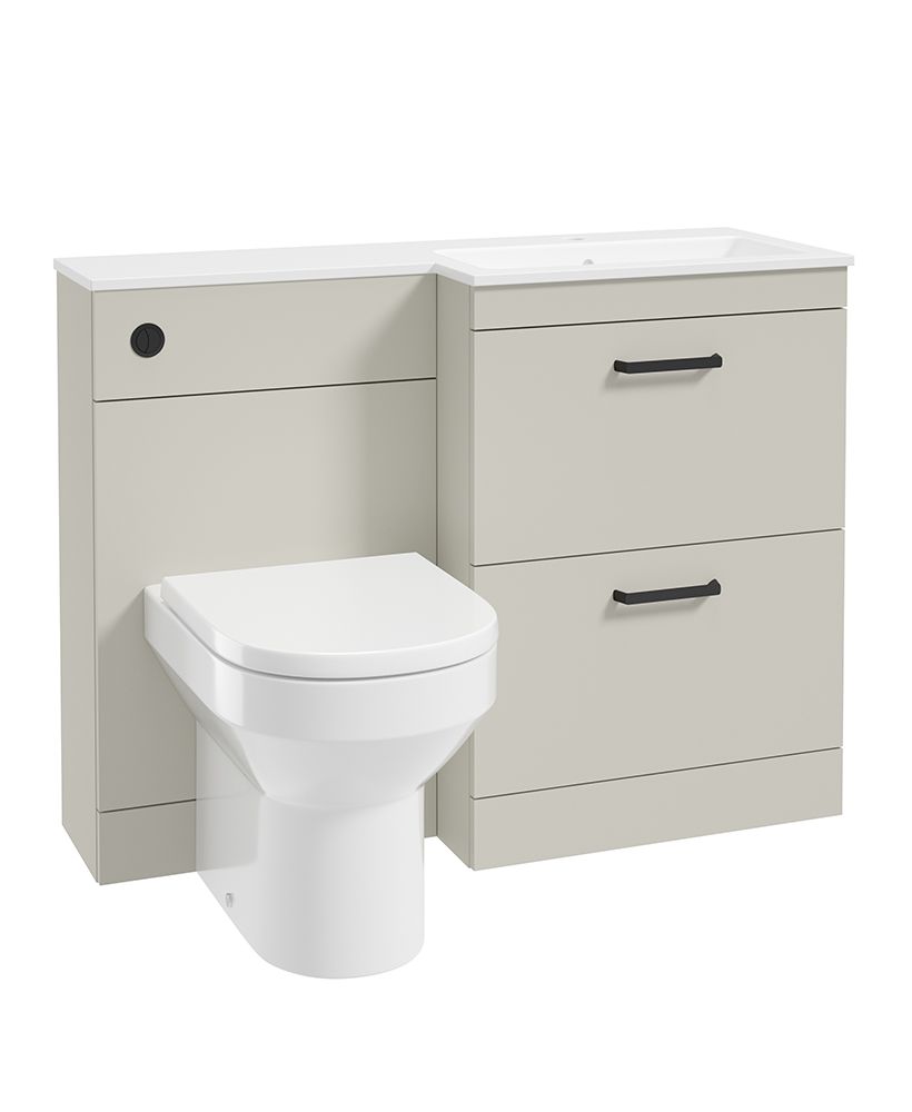 Corta 110Cm Rh Combination Two Drawer Unit Whispering Willow-Black Handles