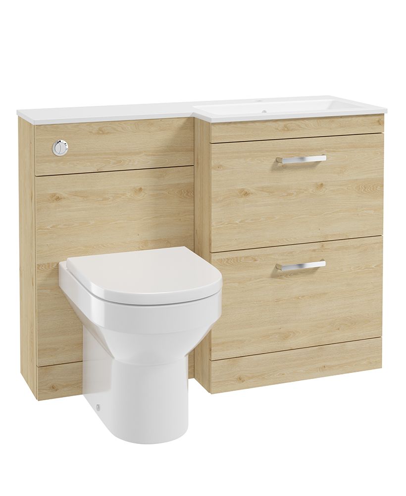 Corta 110Cm Rh Combination Two Drawer Unit Honey Oak-Chrome Handles