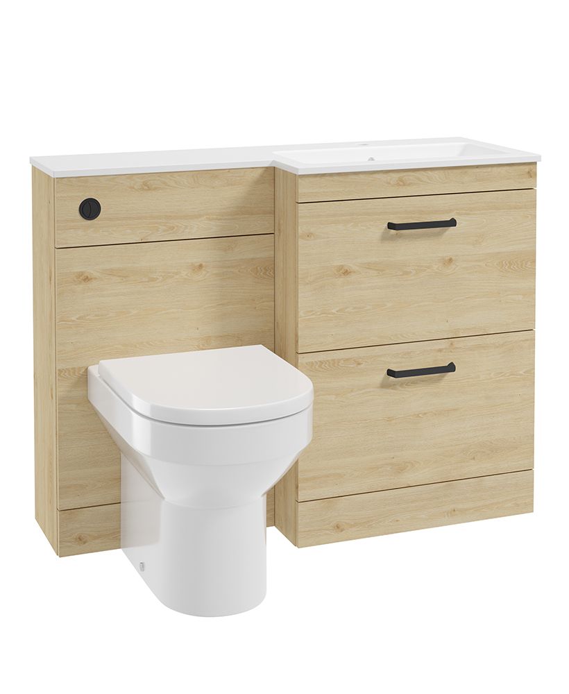 Corta 110Cm Rh Combination Two Drawer Unit Honey Oak-Black Handles