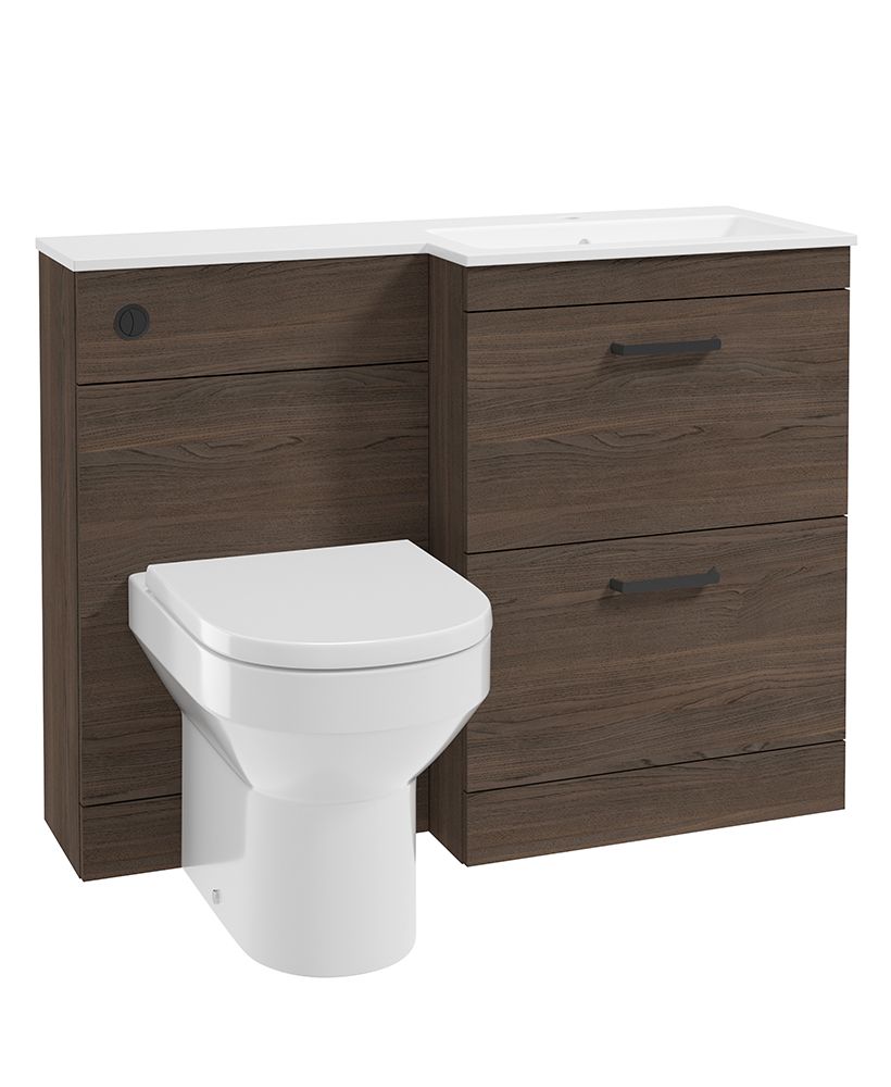 Corta 110Cm Rh Combination Two Drawer Unit Sable Ash-Black Handles