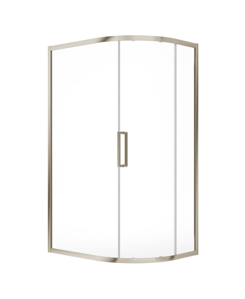 Aspect Single Door Offset Quadrant 1200X900Mm Shower Door Brushed Nickel