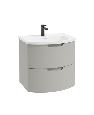 Arc Wall Hung 60Cm Two Drawer Unit Matt Arctic Grey & Gloss Basin