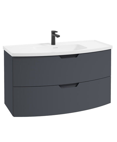 Arc Wall Hung 100Cm Two Drawer Unit Matt Night Sky Blue & Gloss Basin