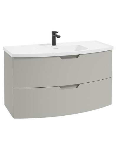 Arc Wall Hung 100Cm Two Drawer Unit Matt Arctic Grey & Gloss Basin