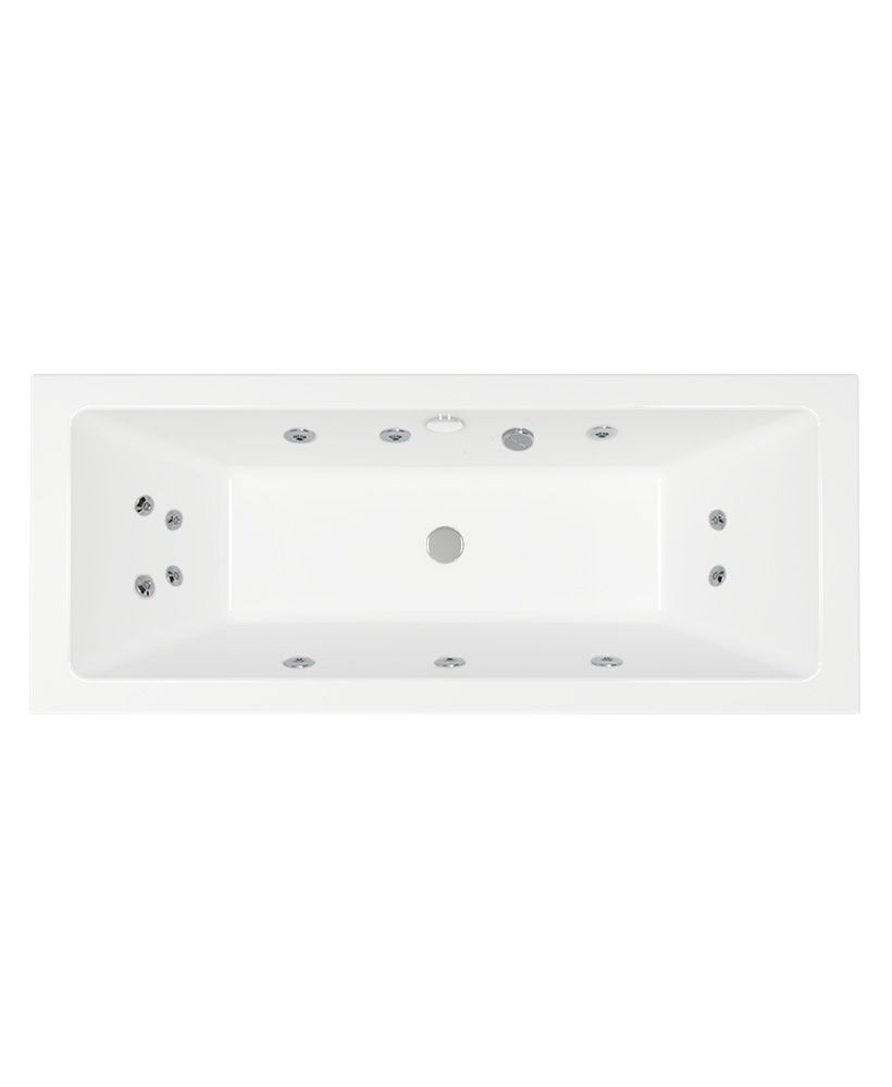 Cubo 1700X700Mm Double Ended 12 White Jet Whirlpool Bath White